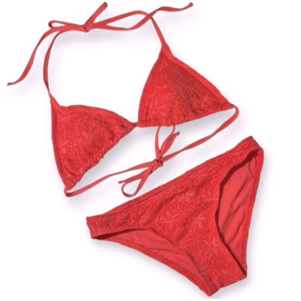 🆕🔖 Vince Camuto ✨ Tangerine ✨ Crochet Bikini 2 Pieces ✨ Size Large ✨ NWT!